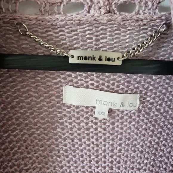 monk & lou Mauve Sweater Acrylic/Cotton Blend XXS - Picture 2 of 5